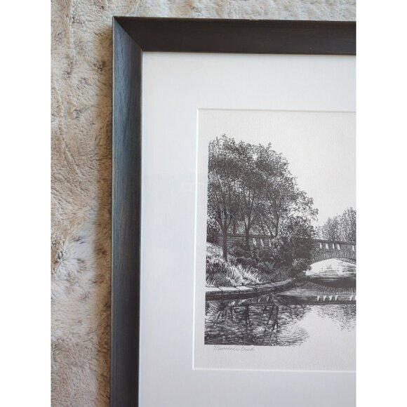 Vtg 1980 Sylvia Rudolph Minnehaha Creek Signed Ink Original Wood Framed 22x18 - Picture 2 of 13